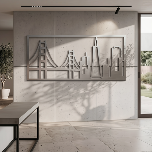 The Golden City Skyline - Metal Wall Art