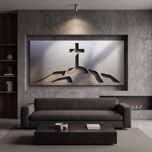 The Cross Upon The Hill - Metal Wall Art